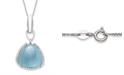 Macy's Milky Aquamarine and Cubic Zirconia Accent 18" Pendant Necklace in Sterling Silver.